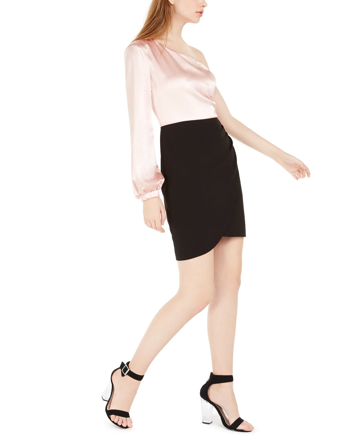 city-studios-juniors-one-shoulder-satin-dress-pink-size-3