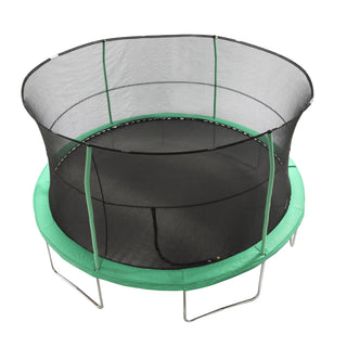 JumpKing JK1418C2 14 Foot Padded Enclosed Round Trampoline with G3 Poles, Green