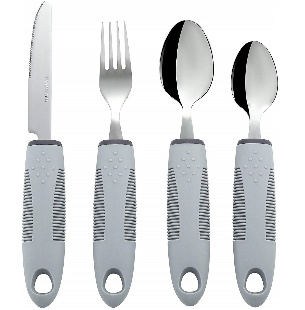 Homvare 4-Piece Kitchen Set, Adaptive Utensils with Wide, Non-Weighted, Non-Slip Handles for Hand Tremors