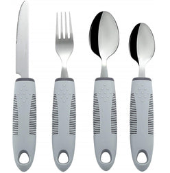 Homvare 4-Piece Kitchen Set, Adaptive Utensils with Wide, Non-Weighted, Non-Slip Handles for Hand Tremors