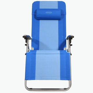 Kamp-Rite Outdoor Folding Reclining Zero Gravity Chair w/ Headrest Pillow, Blue