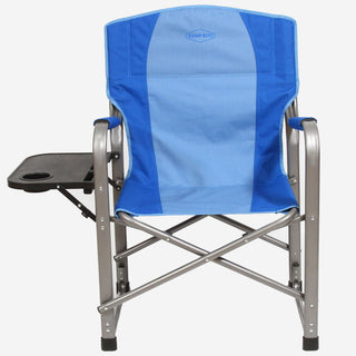 Kamp-Rite Director Portable Lounge Arm Chair with Side Table, Blue (2 Pack)