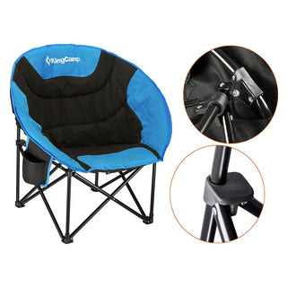 KingCamp Foldable Indoor/Outdoor Saucer Lounge Camping & Room Chair, Black/Blue