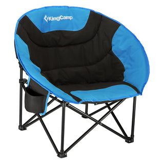 KingCamp Foldable Indoor/Outdoor Saucer Lounge Camping & Room Chair, Black/Blue