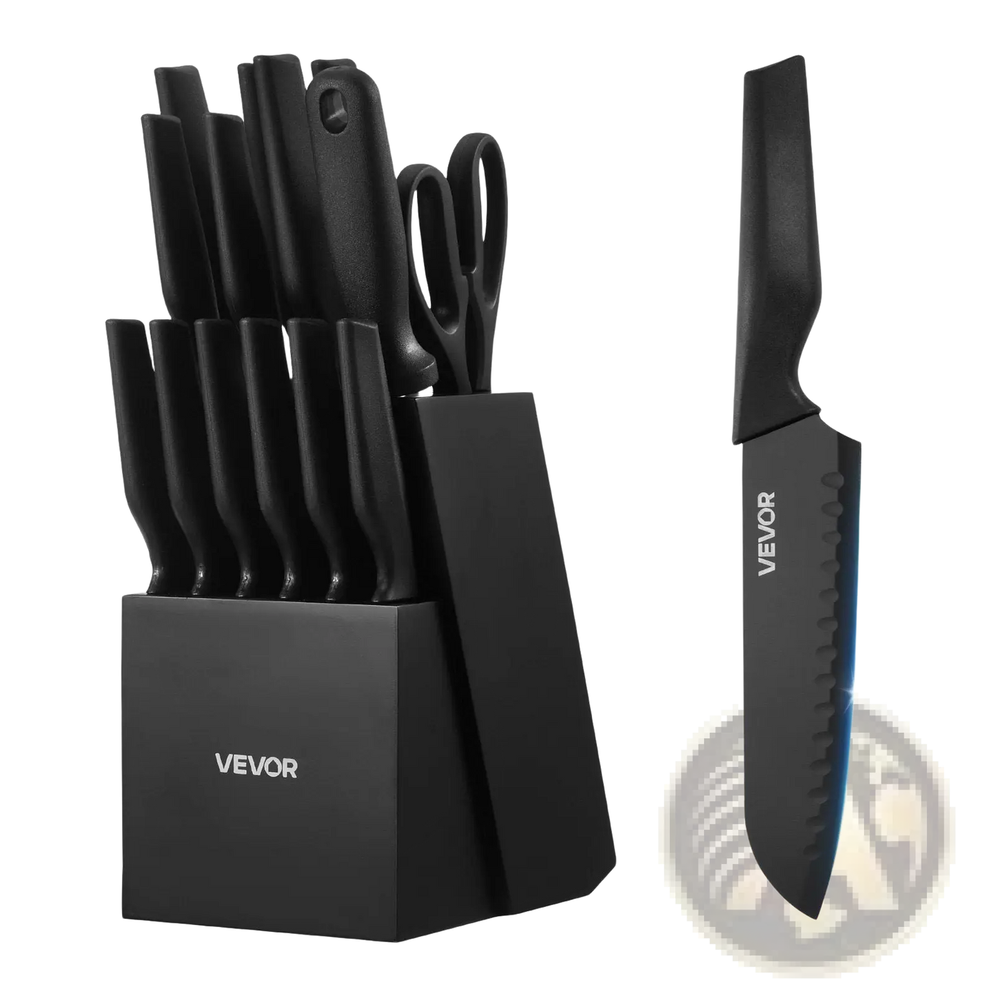 Kitchen Knife Set 15 Piece German Steel with Block