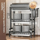 3-tier Black Metal Dish Rack with Marble Water Trays