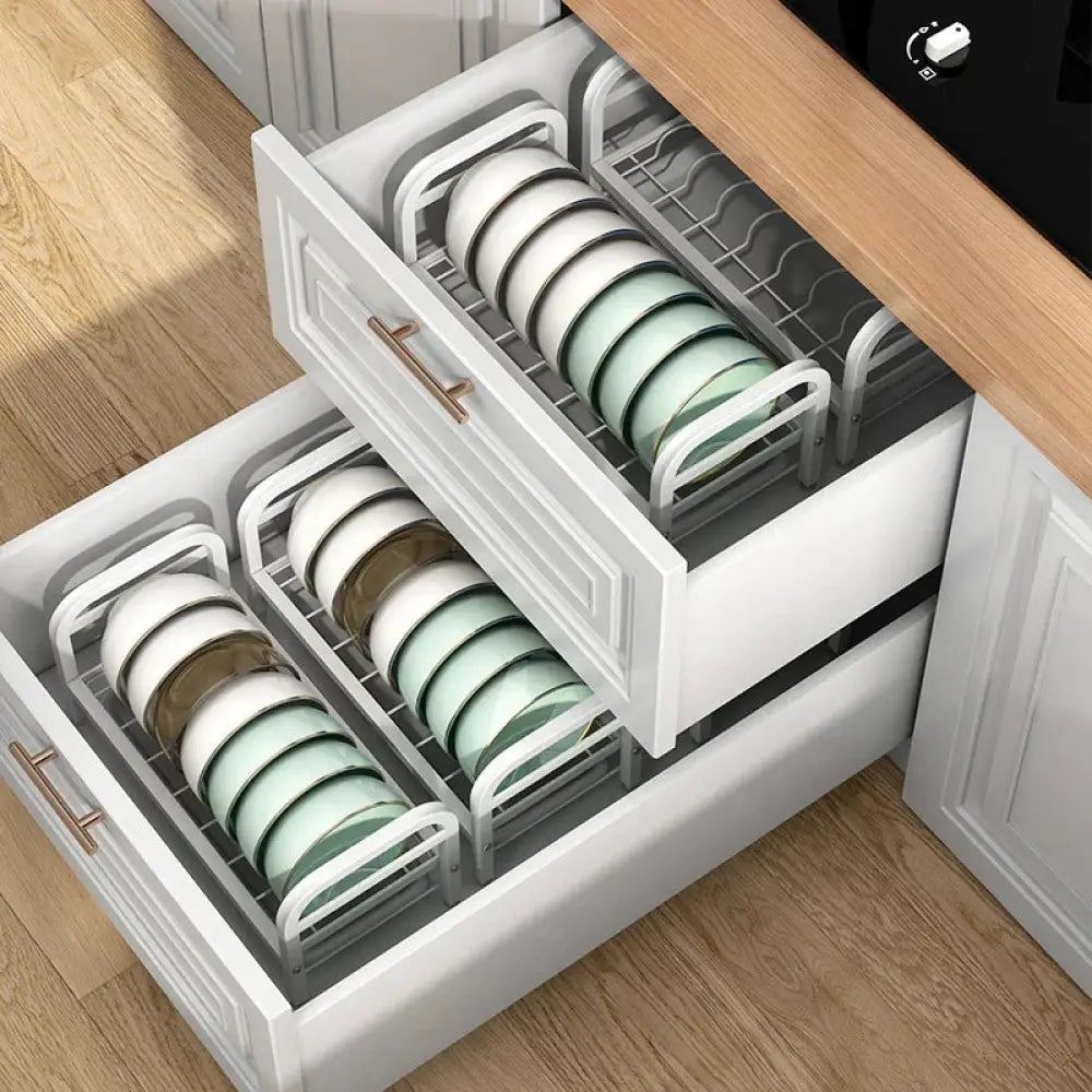 Two Tier Metal Kitchen Dish Drying Rack and Organizer