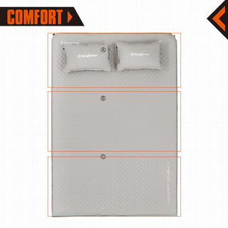 KingCamp Double Self Inflating Camping Sleeping Pad Mat with 2 Pillows, Gray