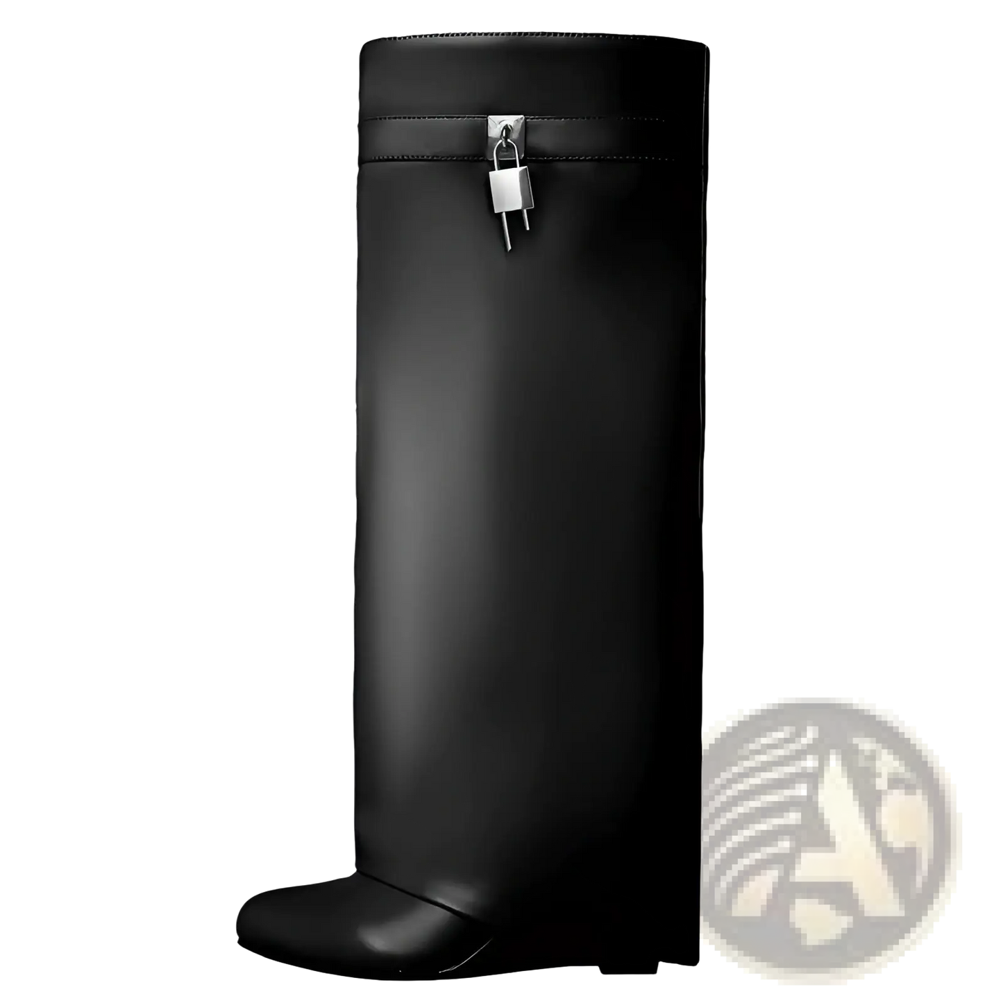 Knee High Wedge Boots with Silver Padlock Buckle