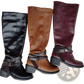 Knight Boots Women's Buckle Strap Chunky Heel Suede