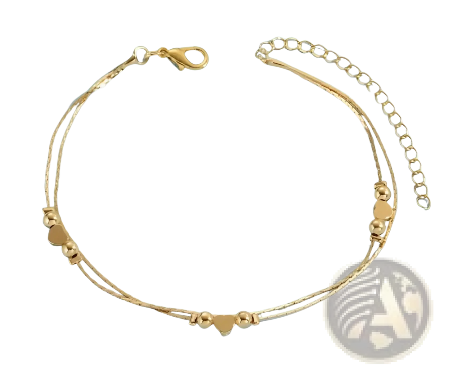 Korean Double Layer Silver Heart Bead Bracelet