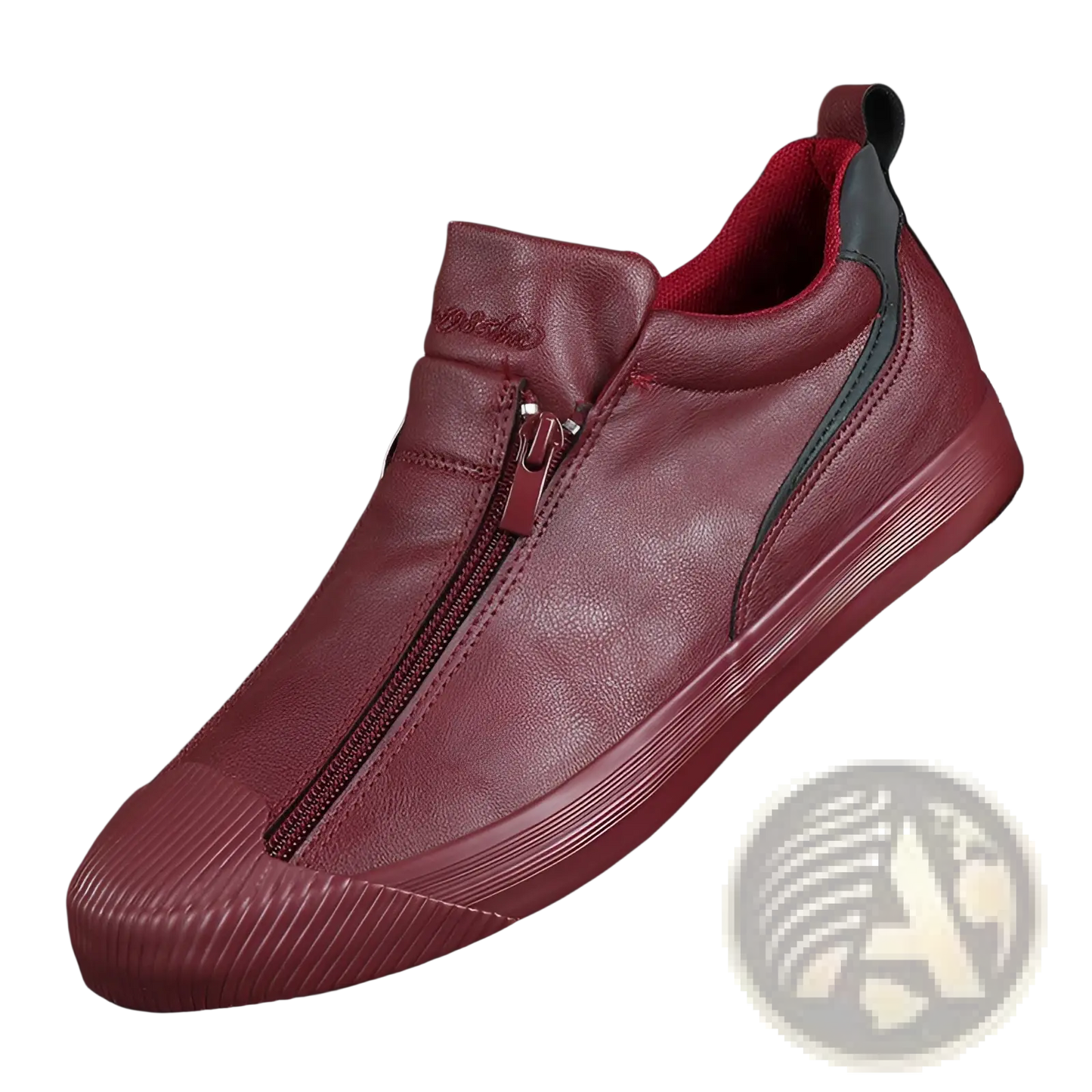 Korean Style Men's High Heel Leather Zipper Sneakers