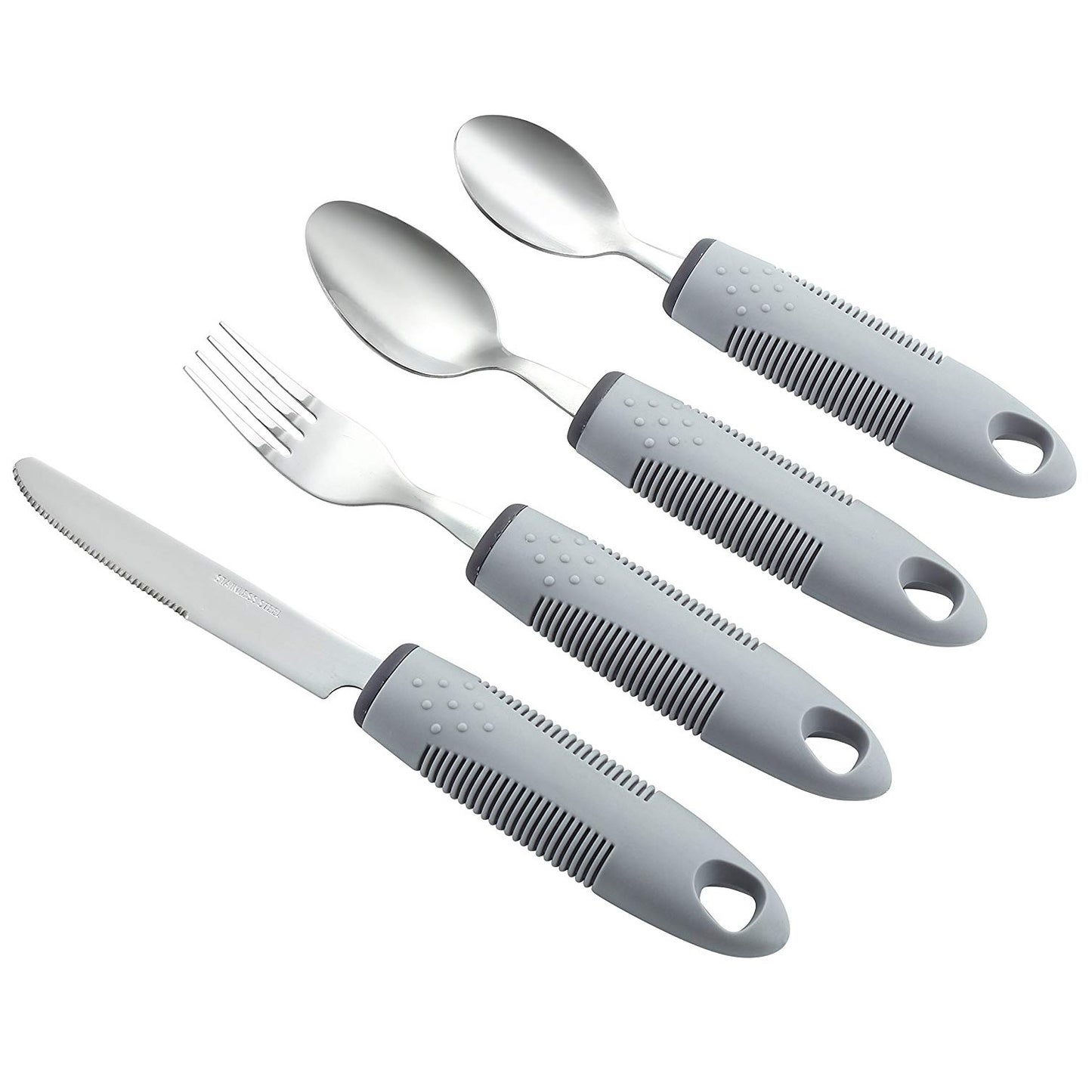 Homvare 4-Piece Kitchen Set, Adaptive Utensils with Wide, Non-Weighted, Non-Slip Handles for Hand Tremors