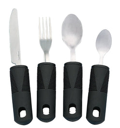 Homvare 4-Piece Kitchen Set, Adaptive Utensils with Wide, Non-Weighted, Non-Slip Handles for Hand Tremors