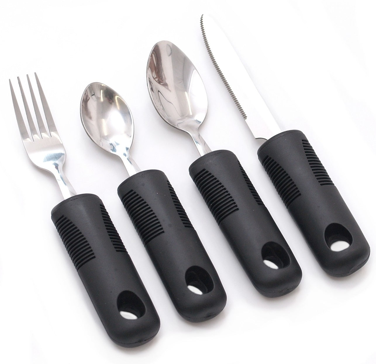 Homvare 4-Piece Kitchen Set, Adaptive Utensils with Wide, Non-Weighted, Non-Slip Handles for Hand Tremors