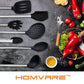 Homvare 8 Piece Stainless Steel BPA Free Silicone Kitchen Cooking Easy Grip Utensil Set Durable Material - Black