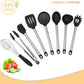 Homvare 8 Piece Stainless Steel BPA Free Silicone Kitchen Cooking Easy Grip Utensil Set Durable Material - Black