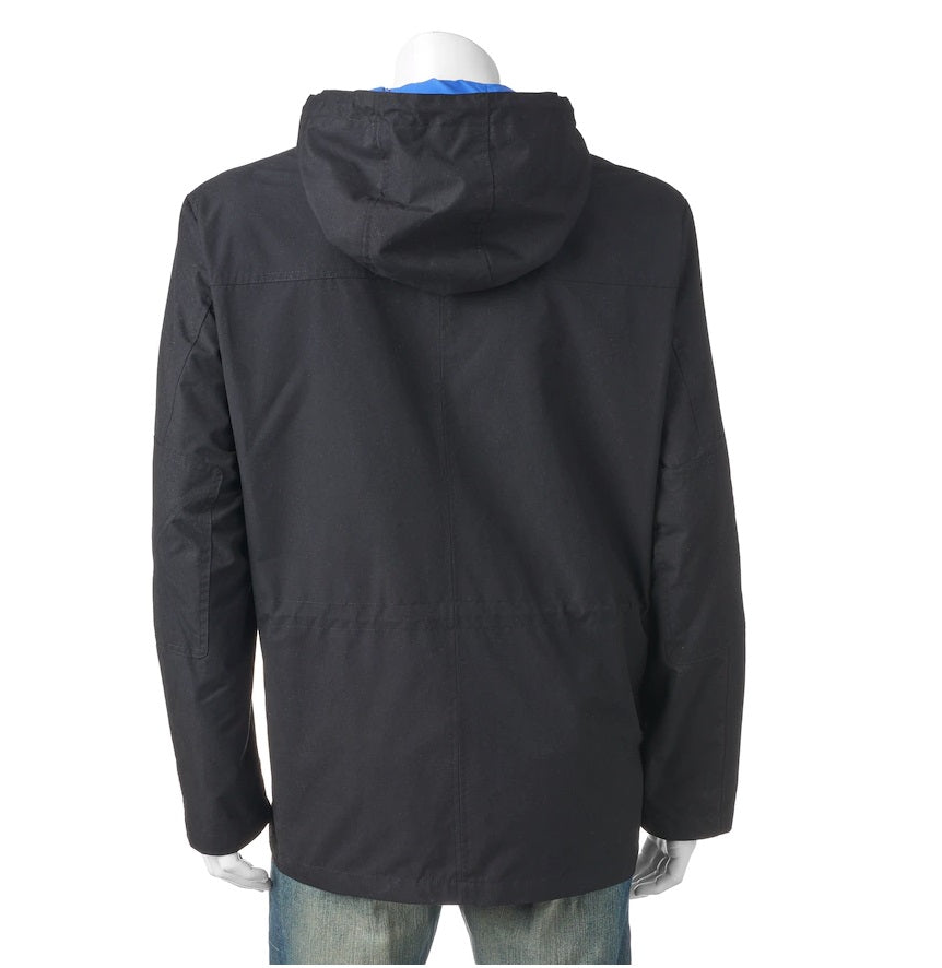 London Fog Men's Anorak Jacket with Hood Black Size Small