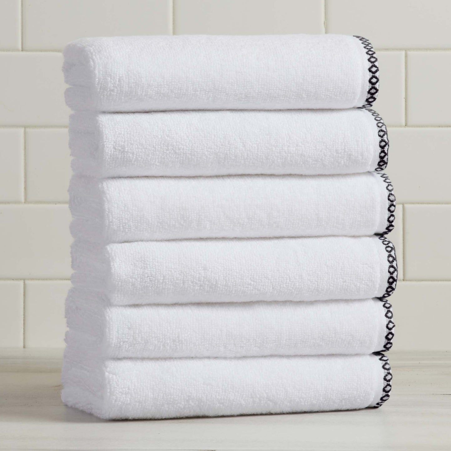 Cotton Border-Stitched 6-Piece Towel Set - Valery Collection
