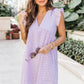 Lace Jacquard v Neck Eyelet Beach Dress with Pockets