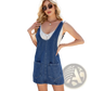 Lace Trim Denim Mid Length Pinafore Dress