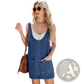 Lace Trim Denim Mid Length Pinafore Dress
