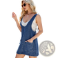 Lace Trim Denim Mid Length Pinafore Dress