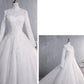 Embroidered Lace Stand Collar Wedding Gown with Train