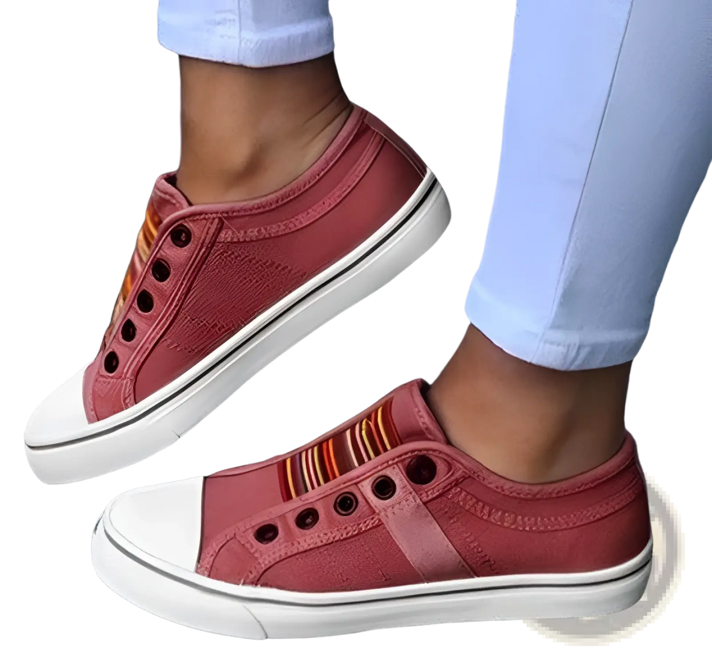 Laceless Canvas Sneakers Striped Slip on Loafers