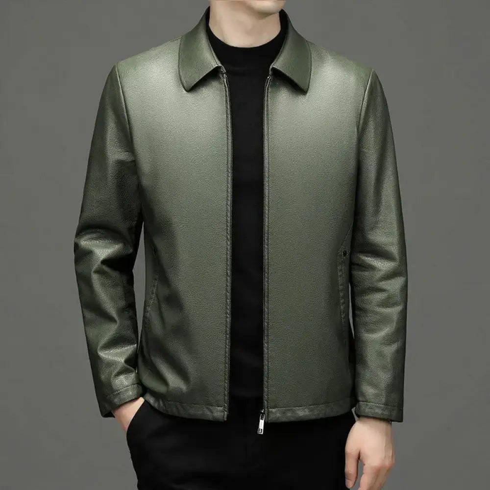 Men's Premium Genuine Leather Lapel Collar Jacket