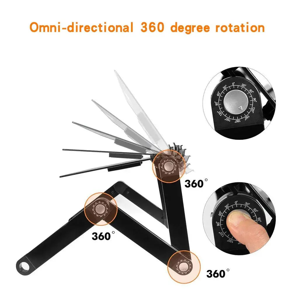 Ergonomic Folding Laptop Desk with Cooling Fan and Mouse Pad