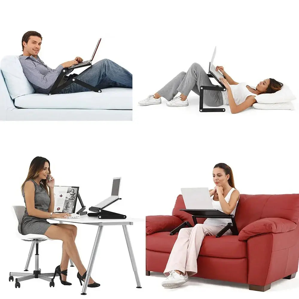 Ergonomic Folding Laptop Desk with Cooling Fan and Mouse Pad