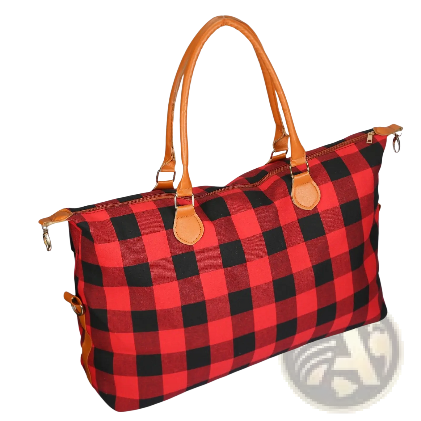 Large Canvas Duffle Bag Plaid Travel Tote Overnight Bag