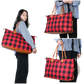 Large Canvas Duffle Bag Plaid Travel Tote Overnight Bag