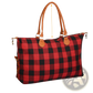 Large Canvas Duffle Bag Plaid Travel Tote Overnight Bag