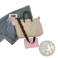 Large Capacity Canvas Tote Bag with Leather Handles