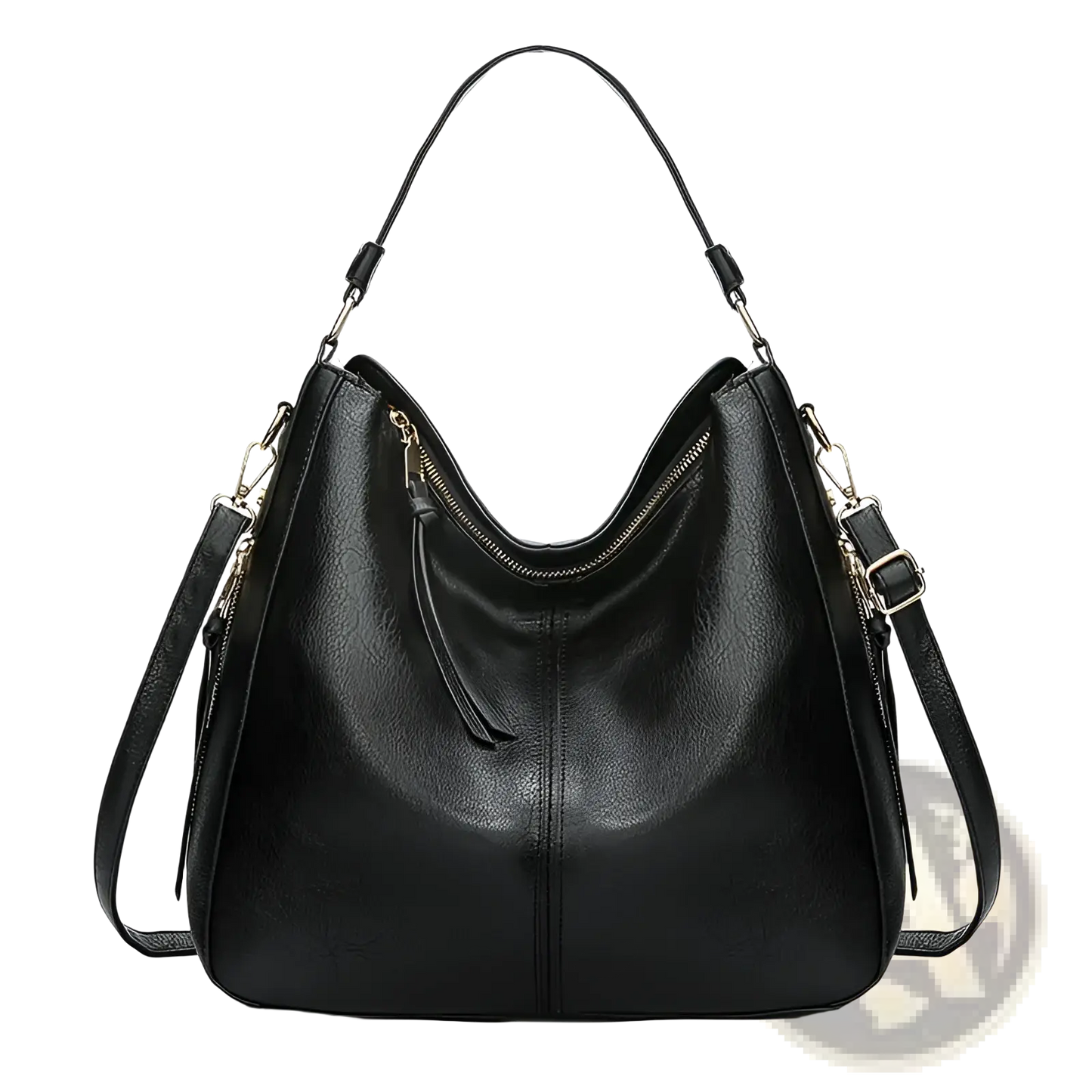 Large Capacity Faux Leather Zippered Hobo Shoulder Bag