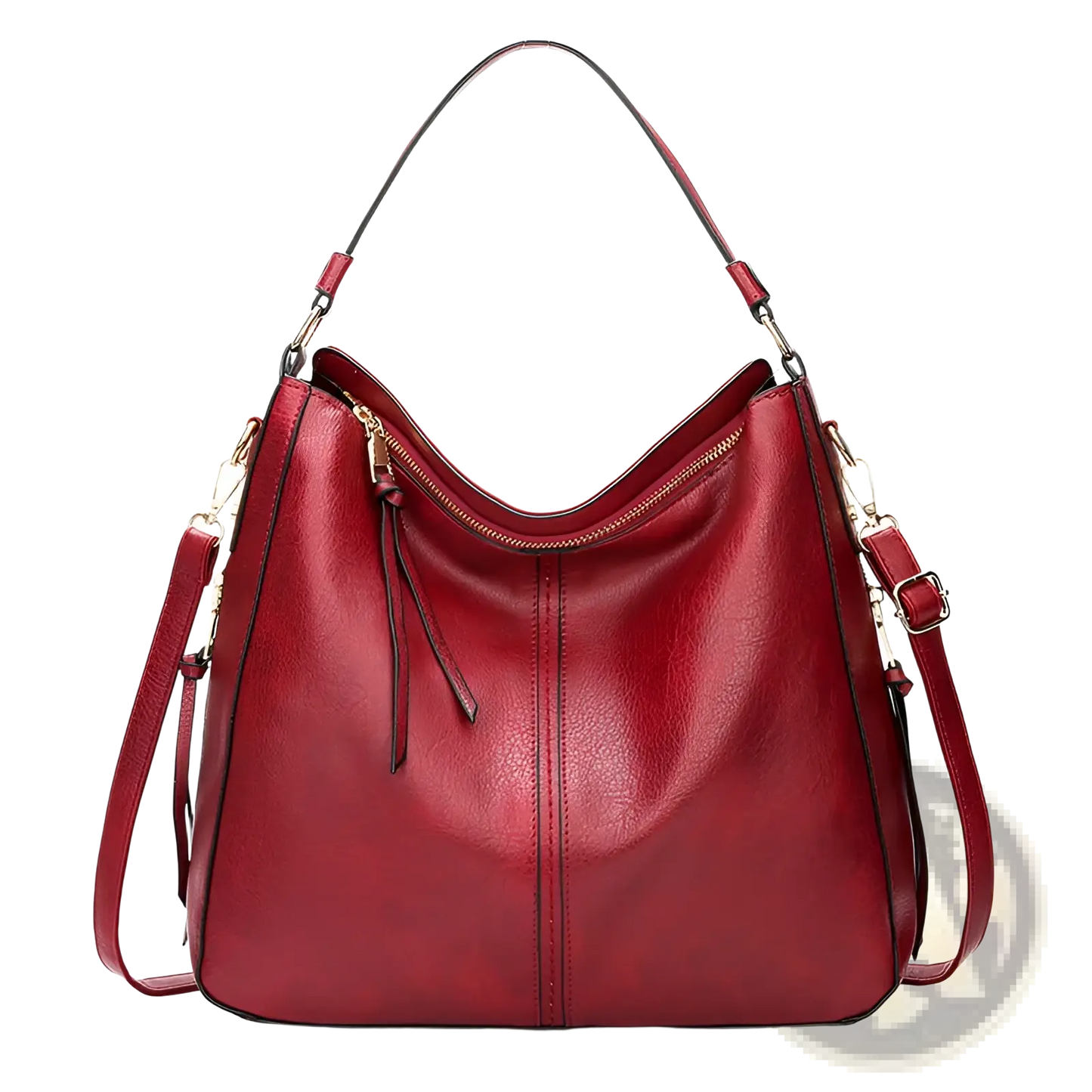 Large Capacity Faux Leather Zippered Hobo Shoulder Bag