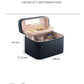 Quilted Korean Travel Cosmetic Case with Mirror