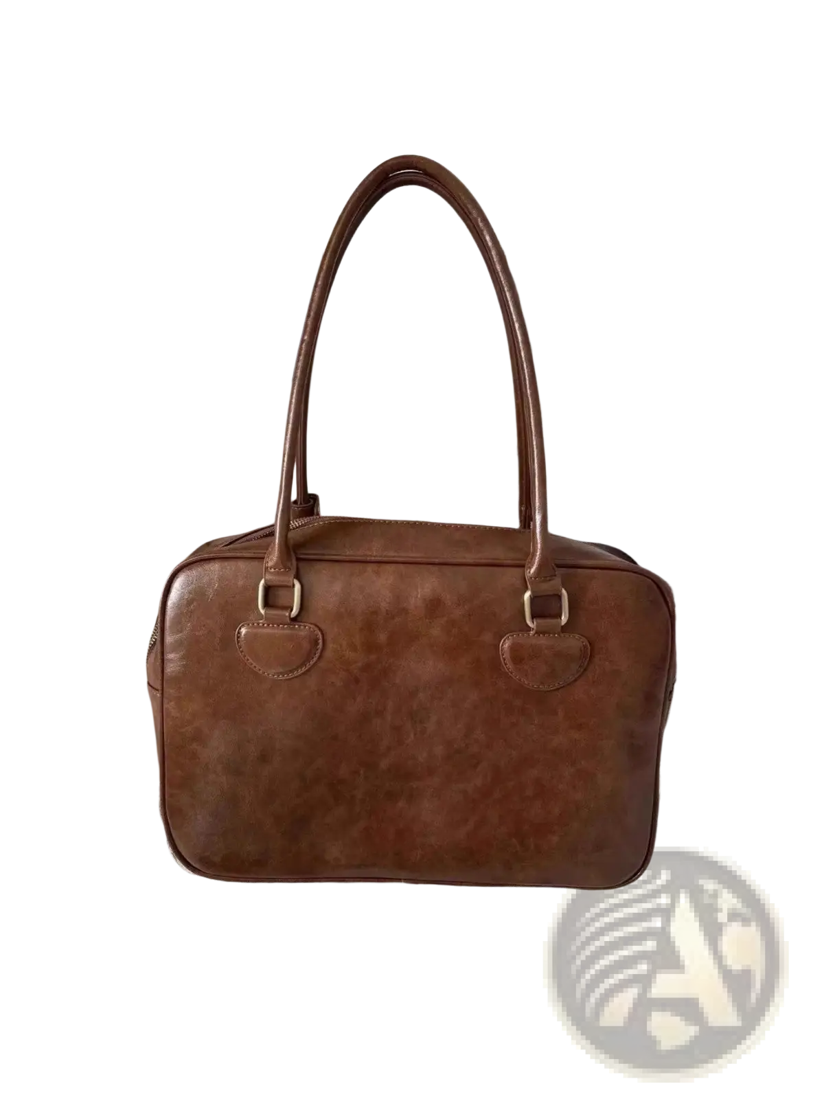 Large Capacity Leather Shoulder Bag with Bear Charm