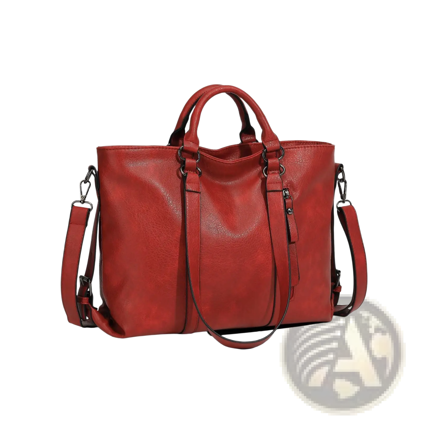 Large Capacity Leather Tote Bag with Shoulder Strap