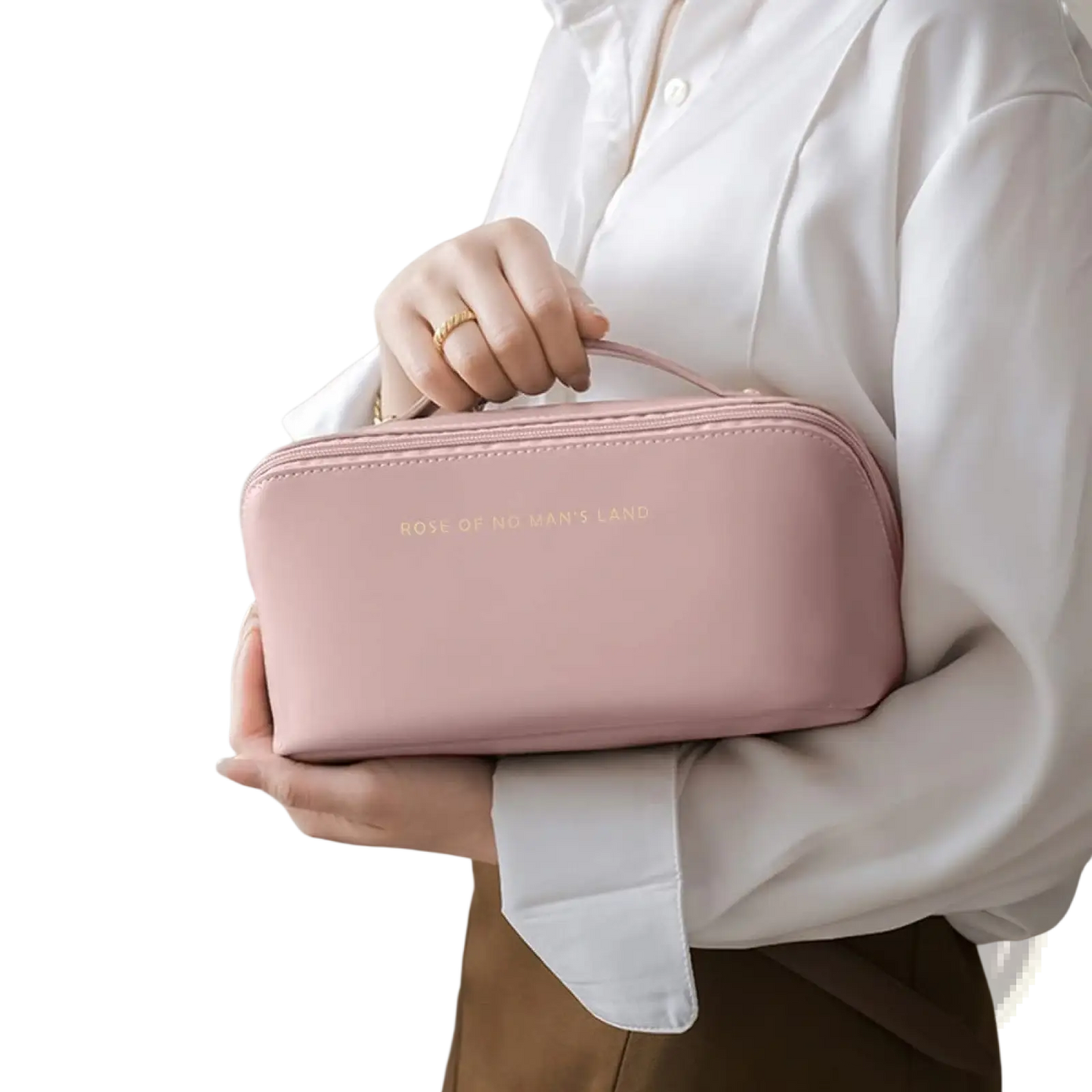 Large Capacity Leather Travel Makeup Bag Organizer