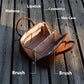 Large Tan Pu Leather Travel Makeup and Toiletry Organizer