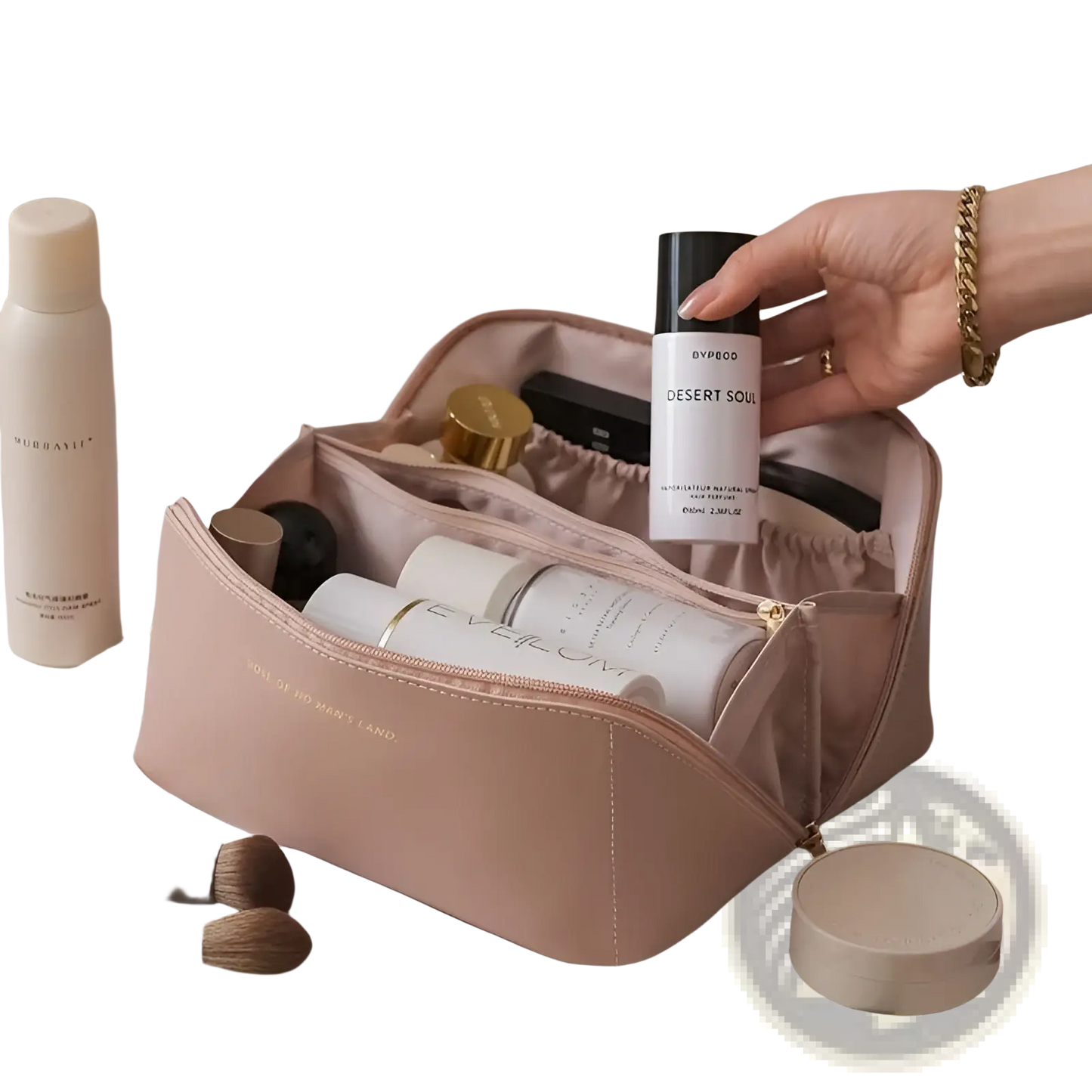 Large Capacity Pu Leather Travel Makeup Bag