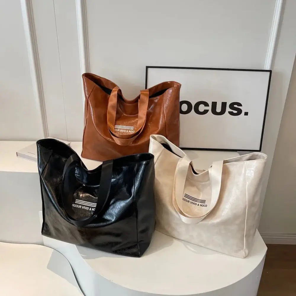 Large Waterproof Glossy Shoulder Tote Bag