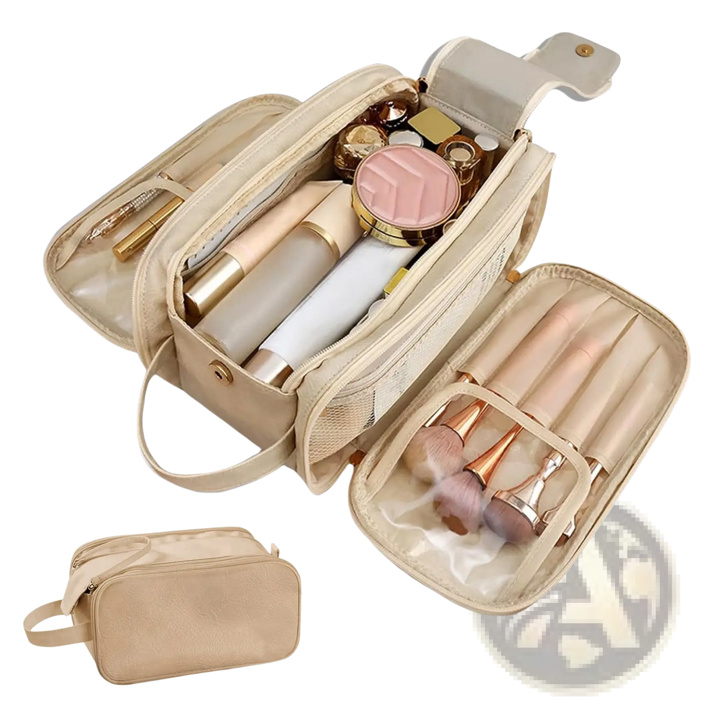 Large Travel Toiletry Bag Hanging Leather Makeup Case