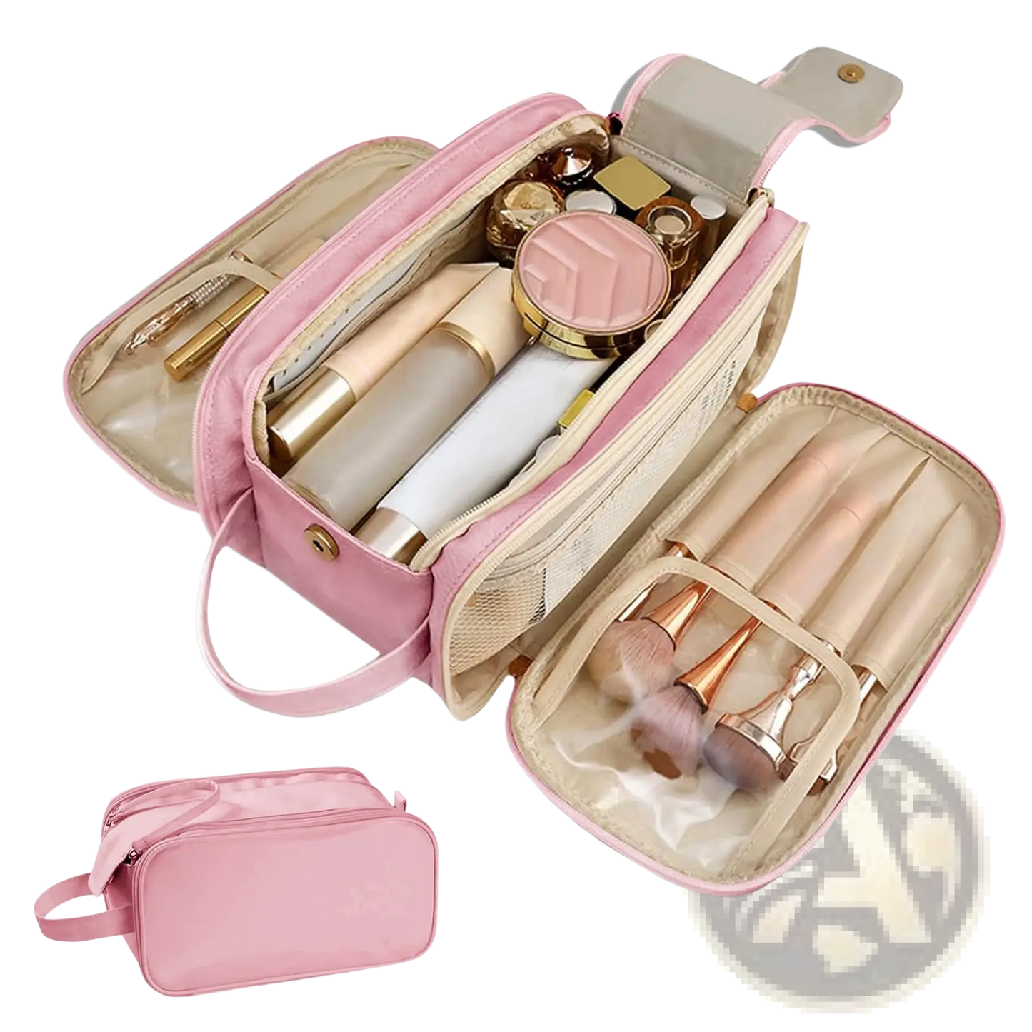 Large Travel Toiletry Bag Hanging Leather Makeup Case