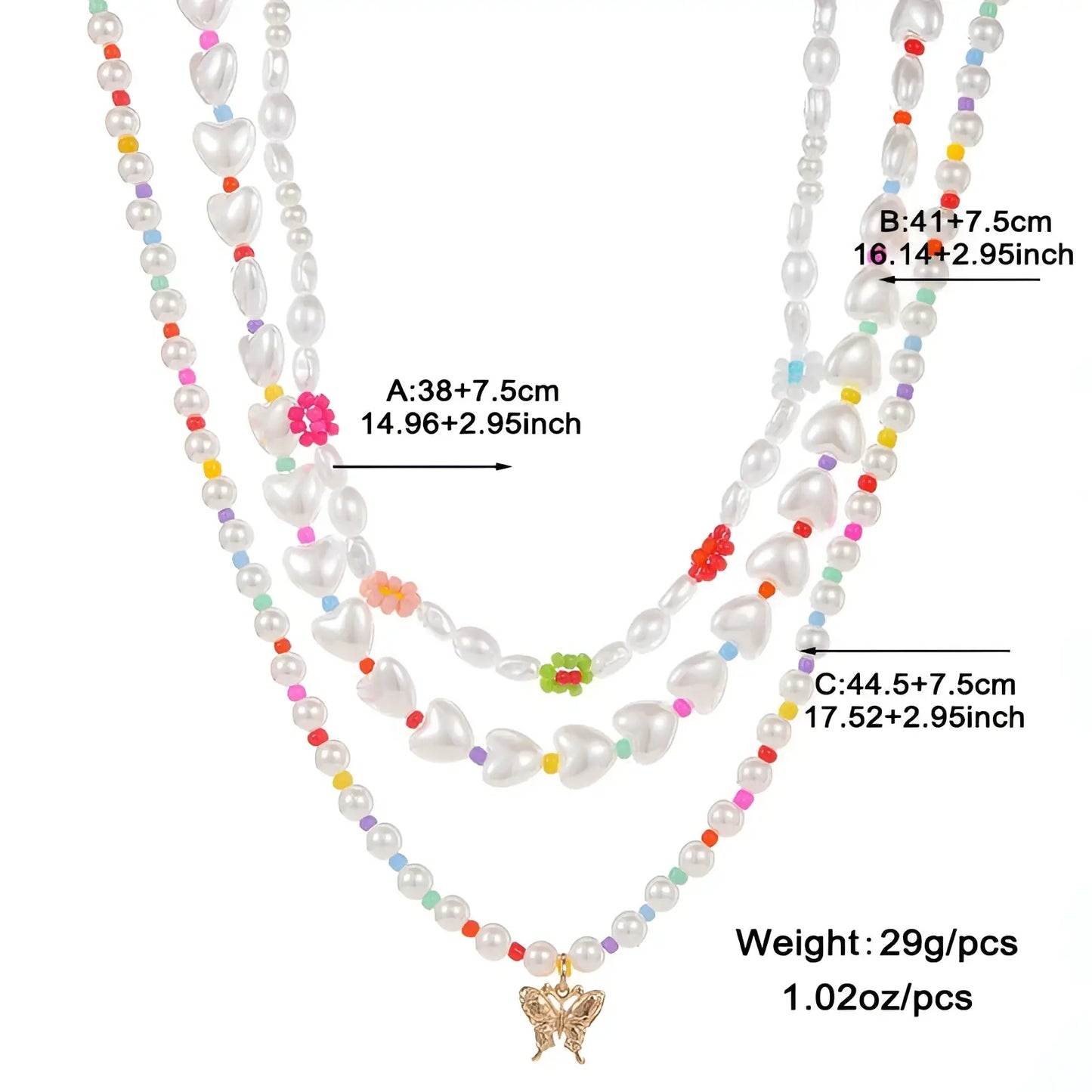 Layered Gold Butterfly and Pearl Jewelry Set for Women