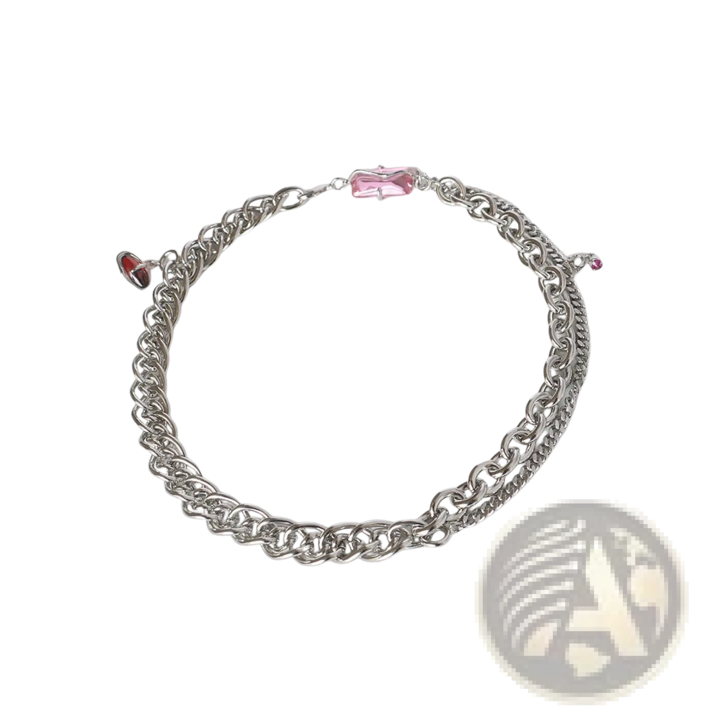 Layered Silver Opal and Zircon Crystal Charm Necklace