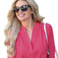 Frankie & Pop Women's Spring Long Sleeve Button Detail Lightweight Dressy Chiffon Beauty Blouse Pink Size Small